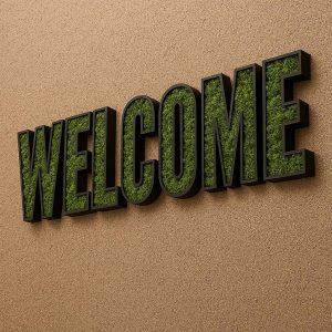Moos Schriftzug WELCOME aus konserviertem Moos – handgefertigte Wanddekoration